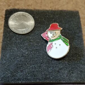 Festive Snowman Pin with Red Hat